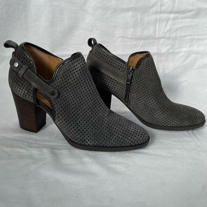 Gray Perforated Ankle Boots